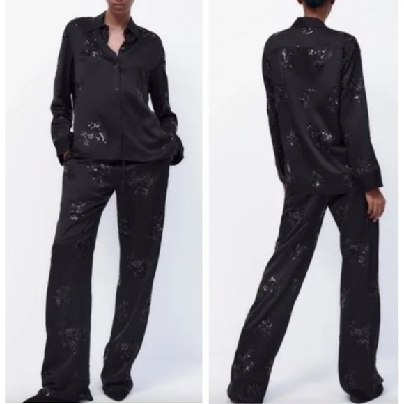 Zara Sequin Embroidered Set - Black - Picture 3 of 16